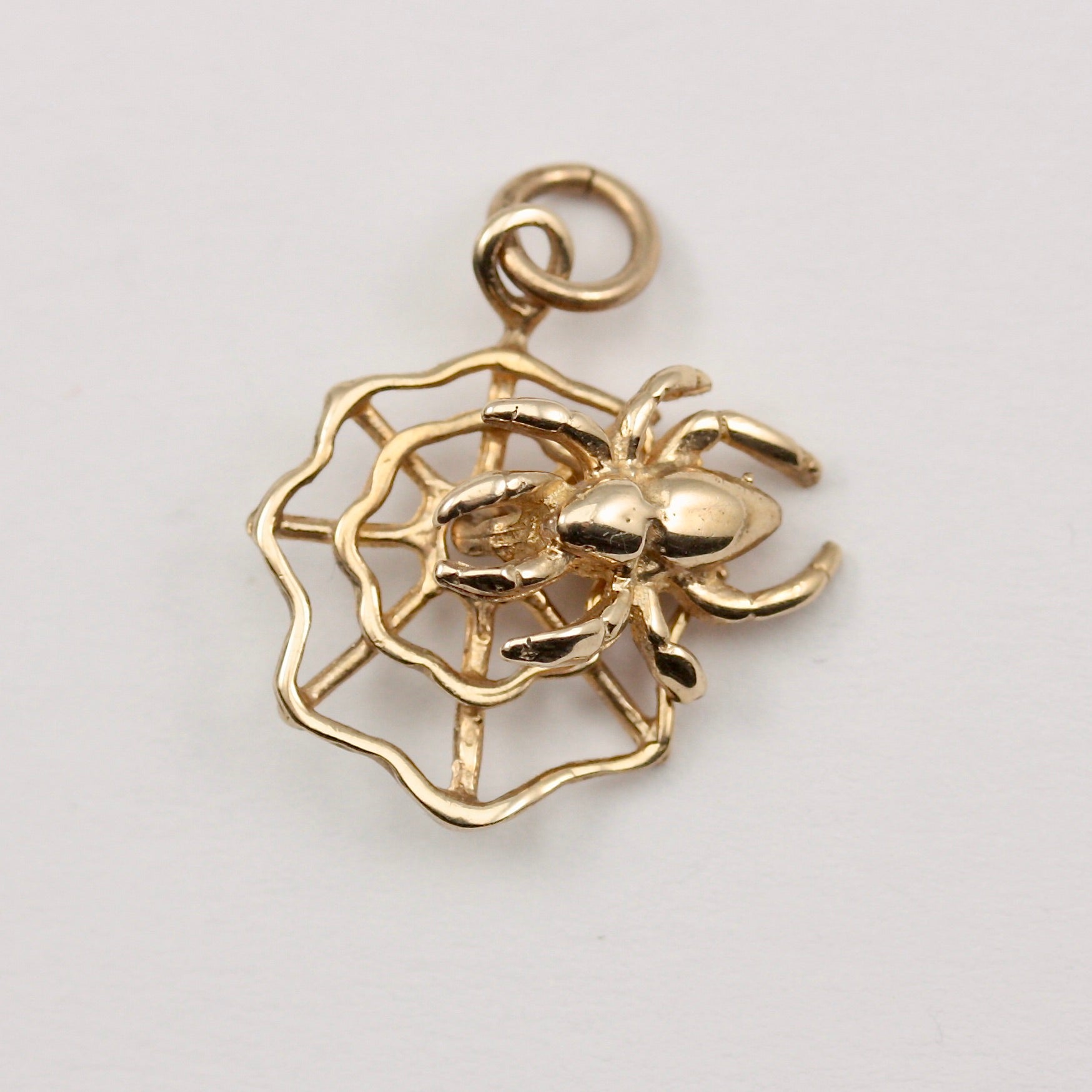 second hand spider web and articulated spider charm