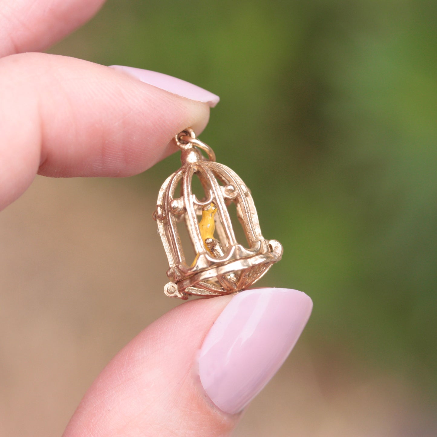 vintage opening bird cage charm