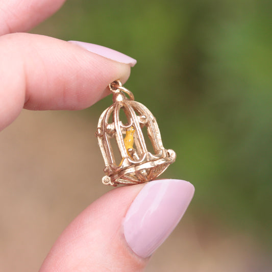vintage opening bird cage charm