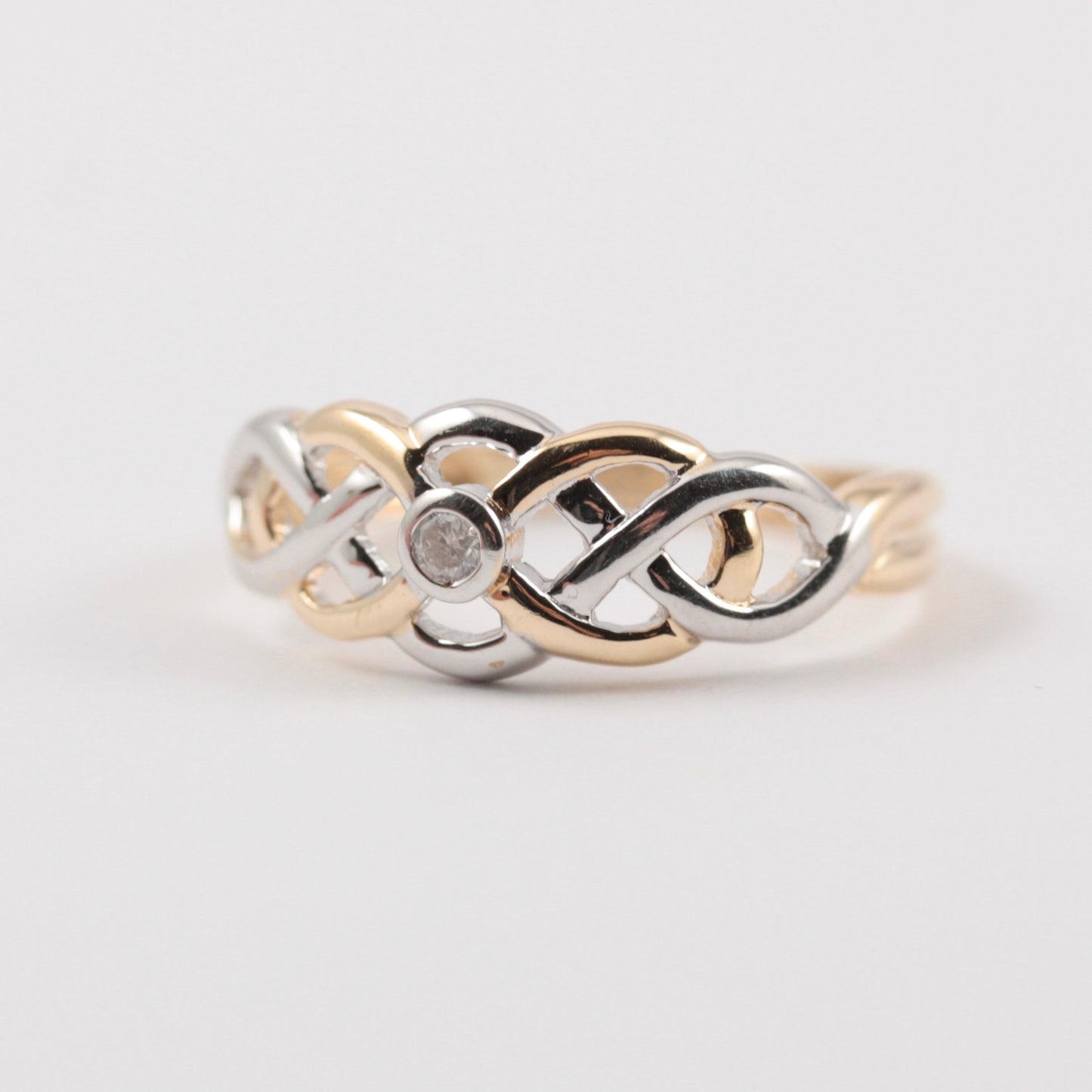 9ct two tone gold celtic knot ring