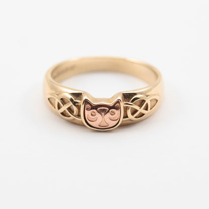 9ct yellow and rose gold snowdon cat ring
