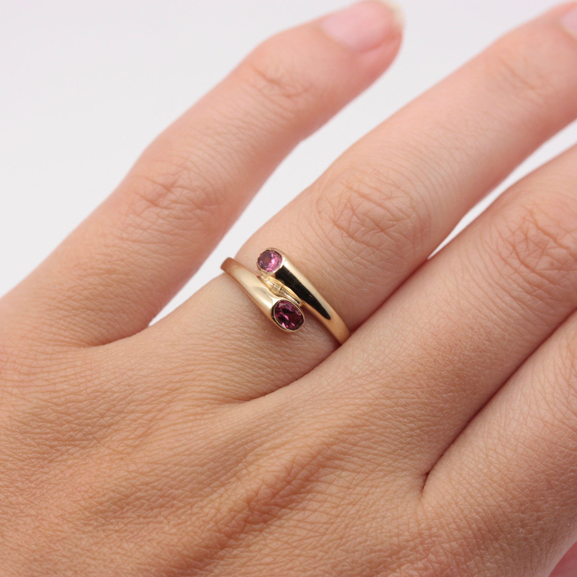 pink tourmaline crossover ring