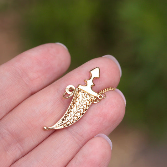 Vintage 9ct Gold Dagger and Scabbard Charm, 1988