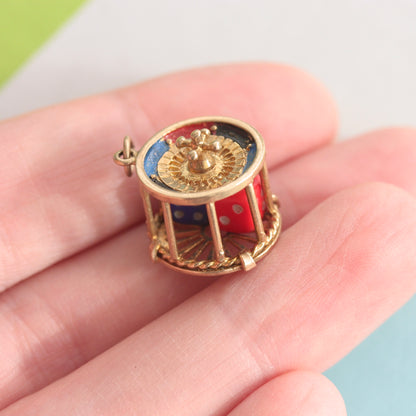 vintage 9ct gold enamel roulette charm