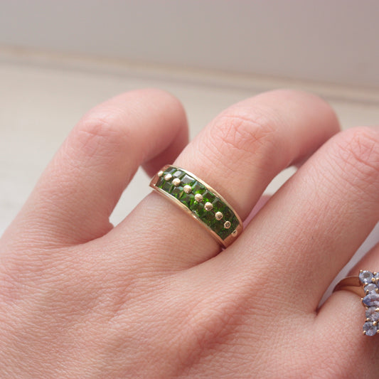 second hand 9ct gold diopside ring