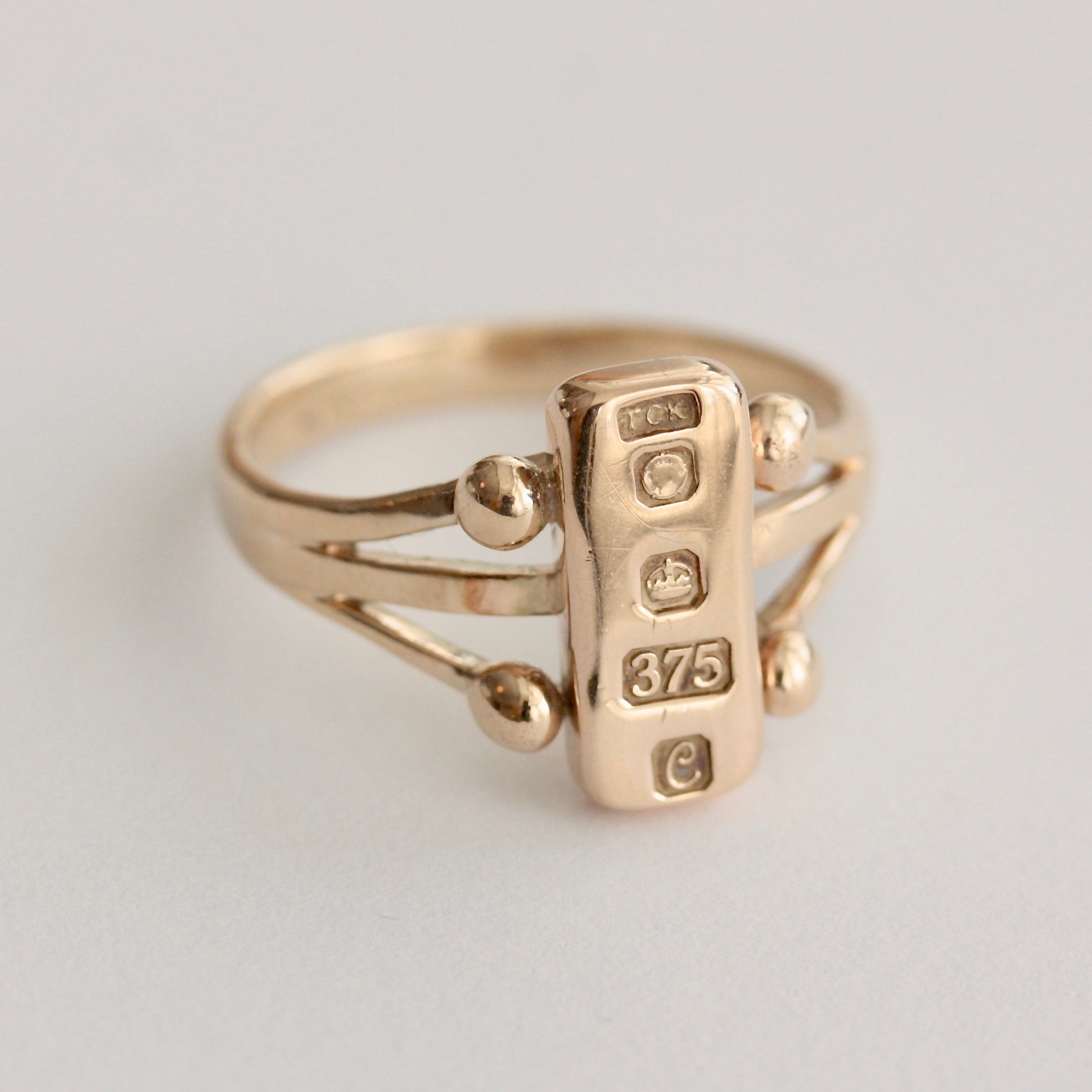 vintage 9ct gold ingot ring 1977