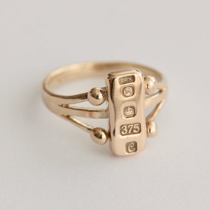 vintage 9ct gold ingot ring 1977