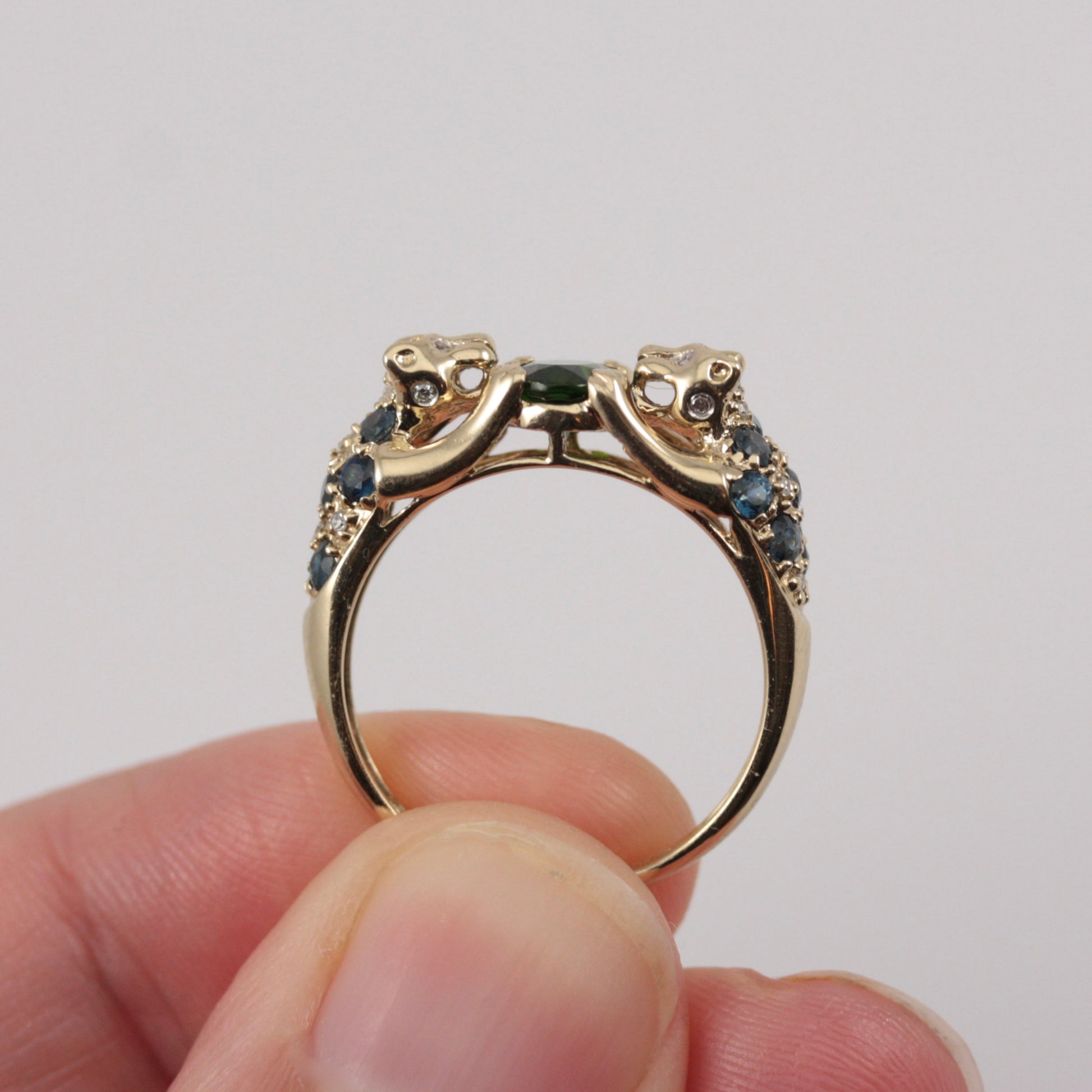 second hand gold double panther ring