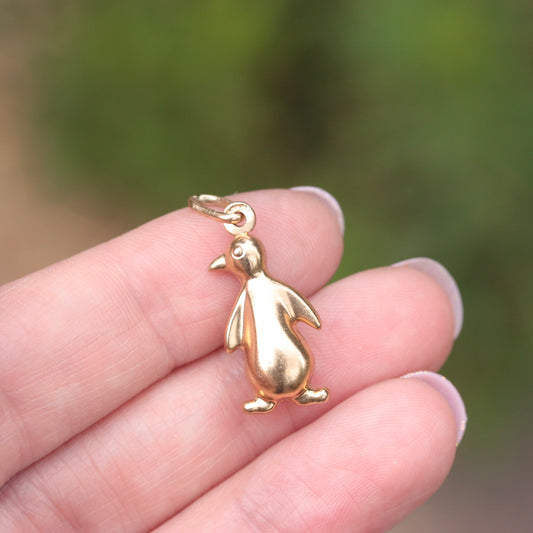 9ct Gold Vintage Puffy Penguin Charm, 1989