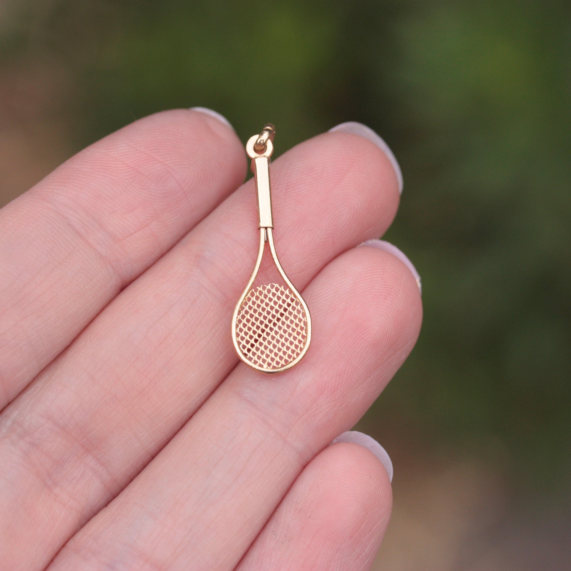 vintage gold tennis racket charm