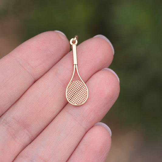 vintage gold tennis racket charm