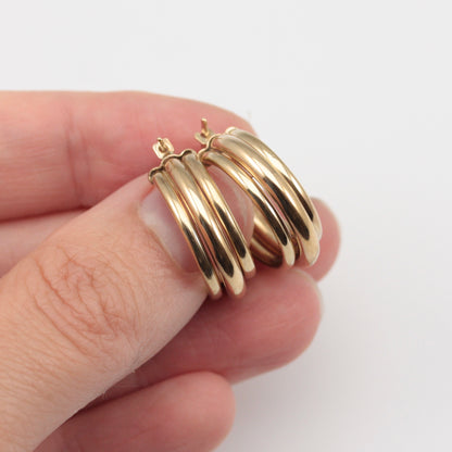 vintage 9ct gold wide hoop earrings