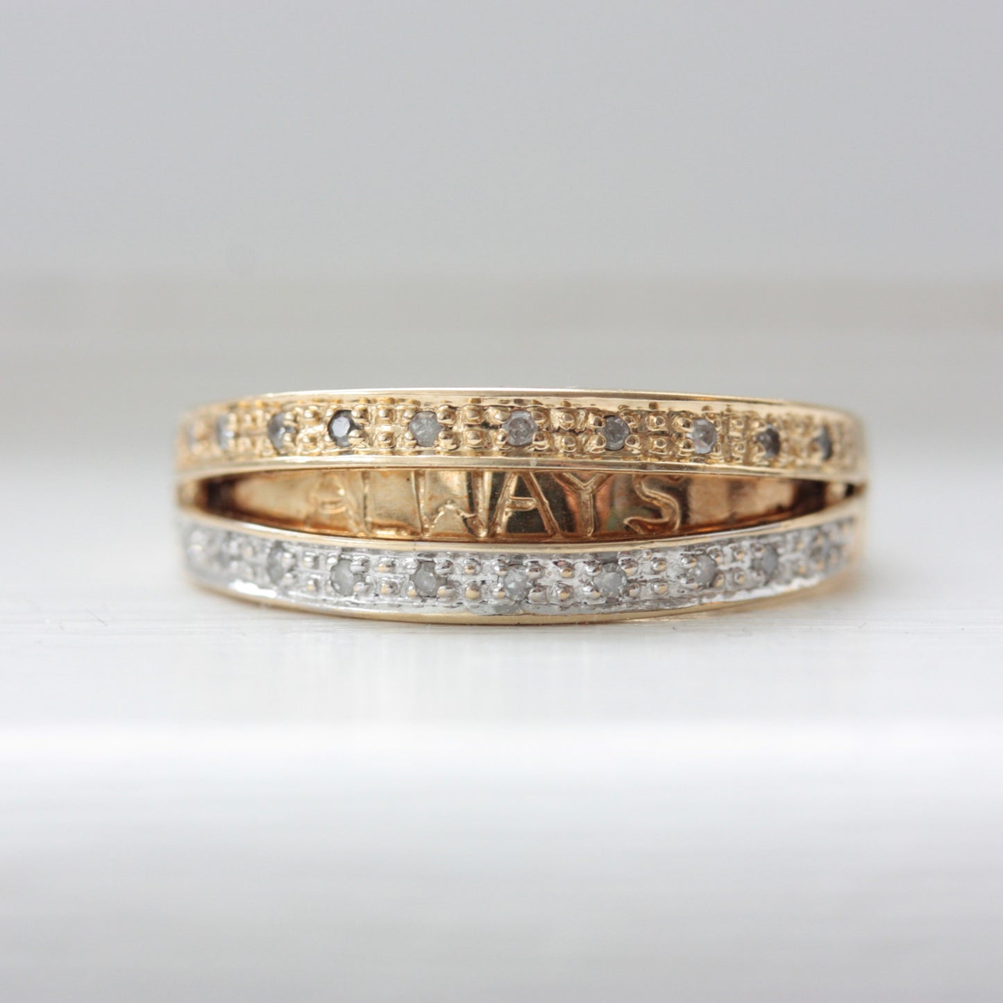 Pre-owned 9ct Gold Diamond Hidden Message Ring - 'Always'