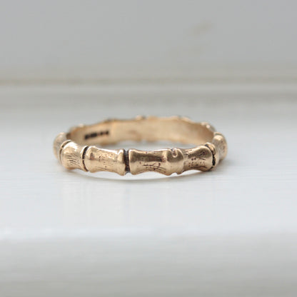 Vintage 9ct Gold Bamboo Ring, 1978