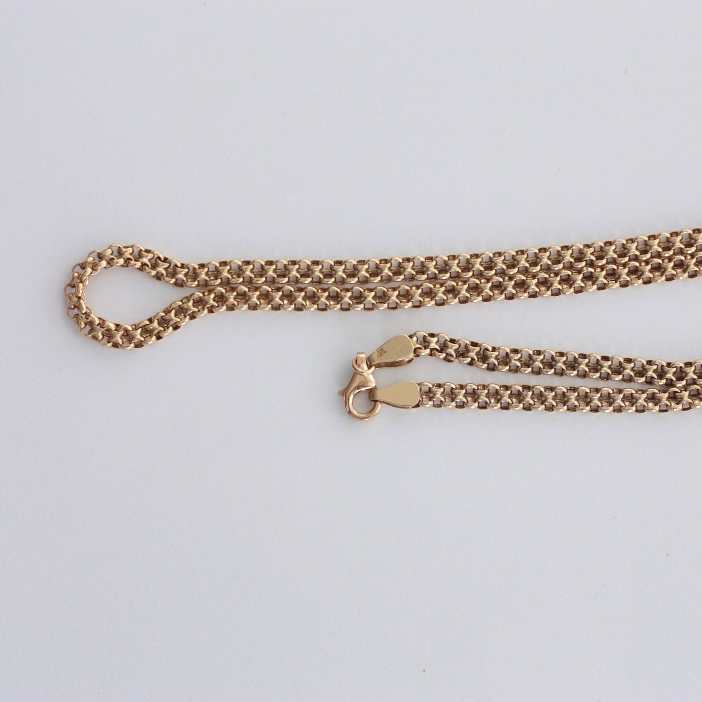 Vintage 9ct Gold Double Belcher Chain Necklace
