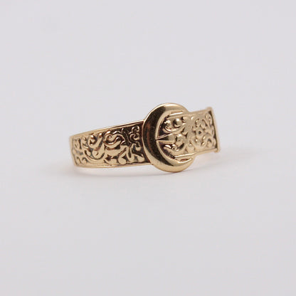 Pre-owned 9ct Gold Patterned Buckle Ring
