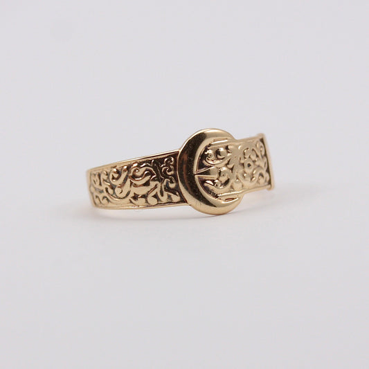 Pre-owned 9ct Gold Patterned Buckle Ring