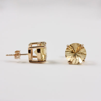 Pre-owned 9ct Gold Citrine Stud Earrings, 10mm
