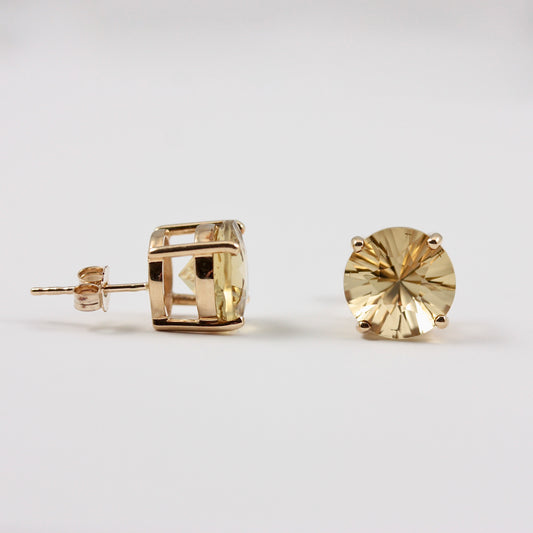 Pre-owned 9ct Gold Citrine Stud Earrings, 10mm