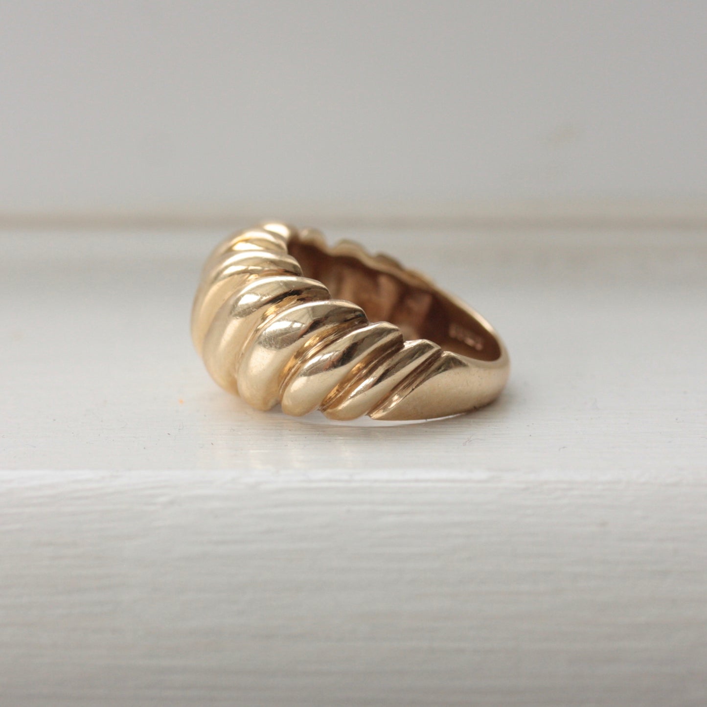 Chunky Vintage 9ct Gold Croissant Ring, 1992