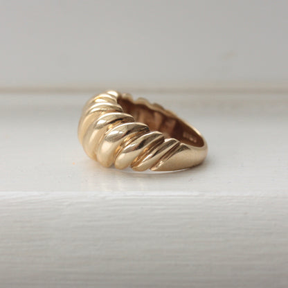 Chunky Vintage 9ct Gold Croissant Ring, 1992