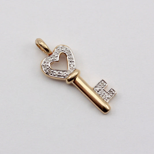 Pre-owned 9ct Gold and Diamond Key Charm / Pendant 