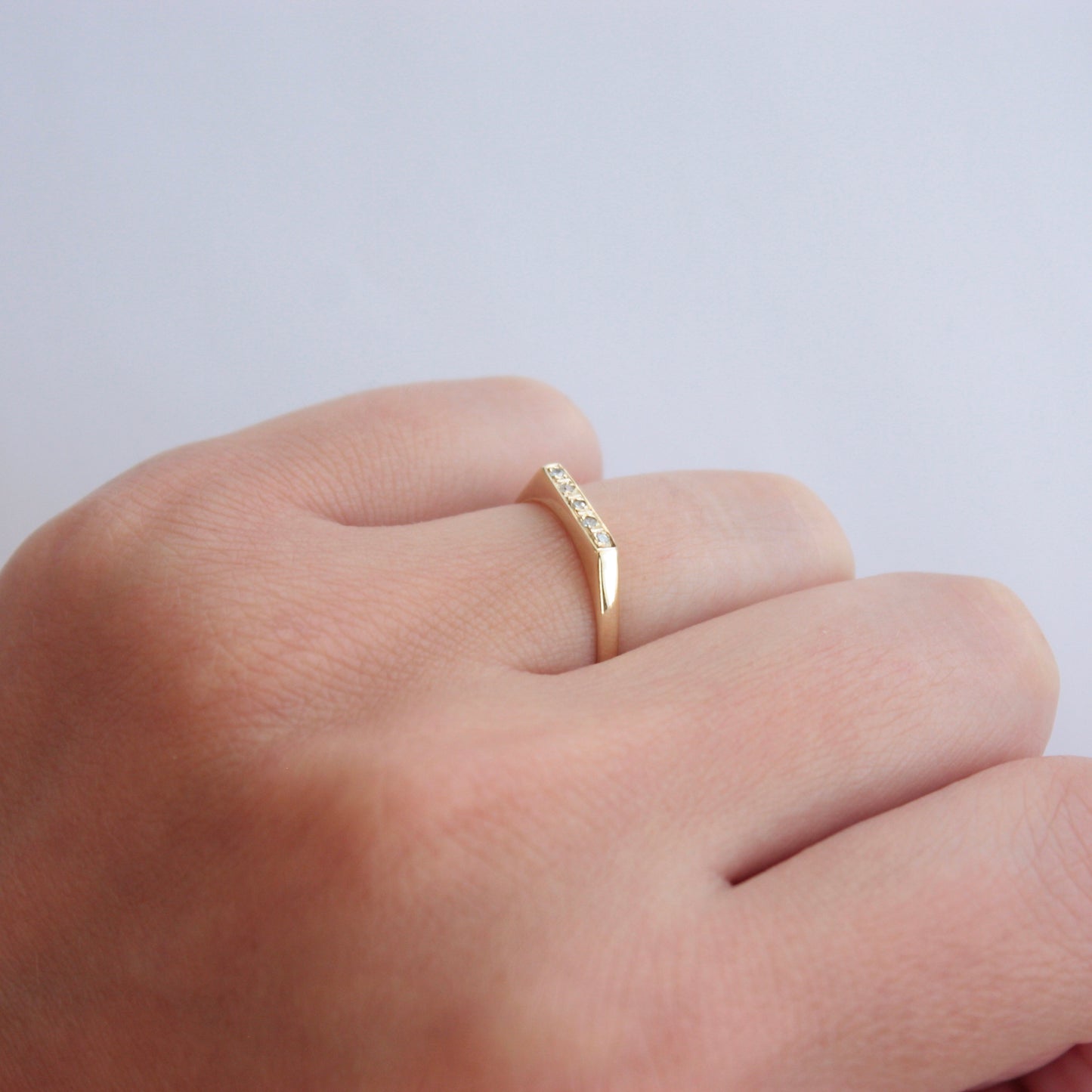 Vintage 9ct Gold Flat Front Diamond Five Stone Ring, 1979