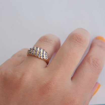 Vintage 9ct Yellow Gold Tanzanite Domed Ring