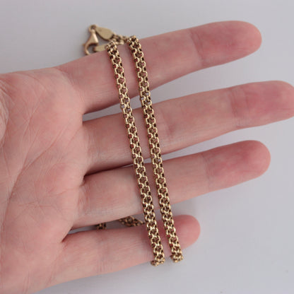 Vintage 9ct Gold Double Belcher Chain Necklace