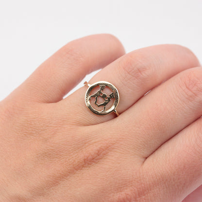 Vintage 9ct Gold Gemini Cut Out Ring, 1971