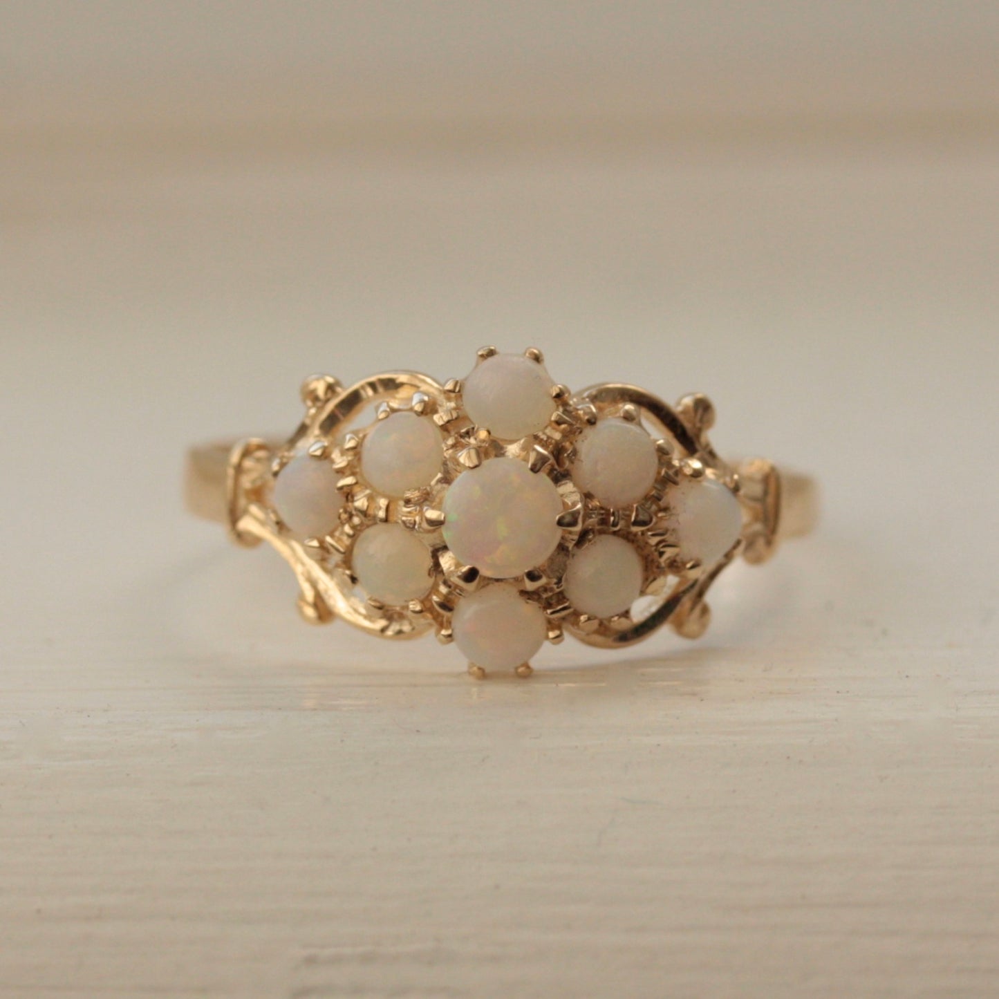 Vintage 9ct Gold Opal Cluster Ring, 1988