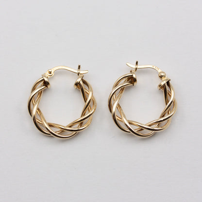 Pre-owned 9ct Gold Open Twist Hoop Earrings, Medium
