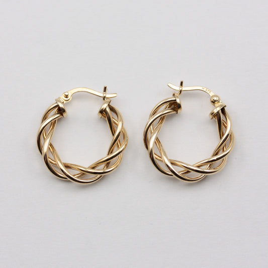 Pre-owned 9ct Gold Open Twist Hoop Earrings, Medium