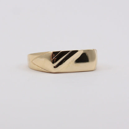 Vintage 9ct Gold Flat Front Bar Signet Ring, c1980s