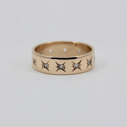 Vintage 9ct Gold Star Set White Spinel Eternity Ring, 1968