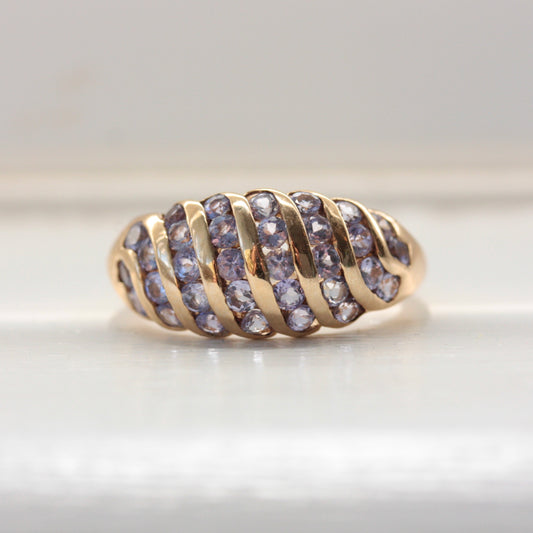 Vintage 9ct Yellow Gold Tanzanite Domed Ring
