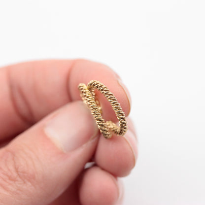 Vintage 9ct Gold Twist 3/4 Hoop Earrings, Small, 1984