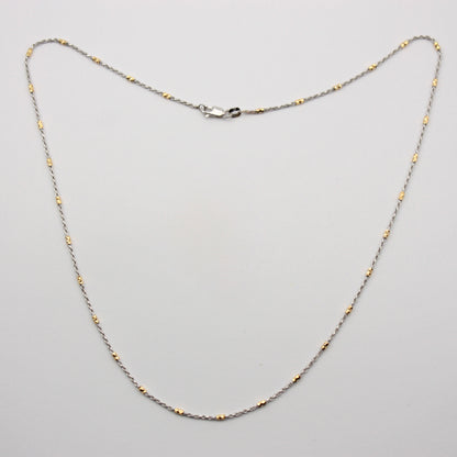 Pre-owned 9ct White Gold Rope Chain Necklace with Yellow Gold Beads