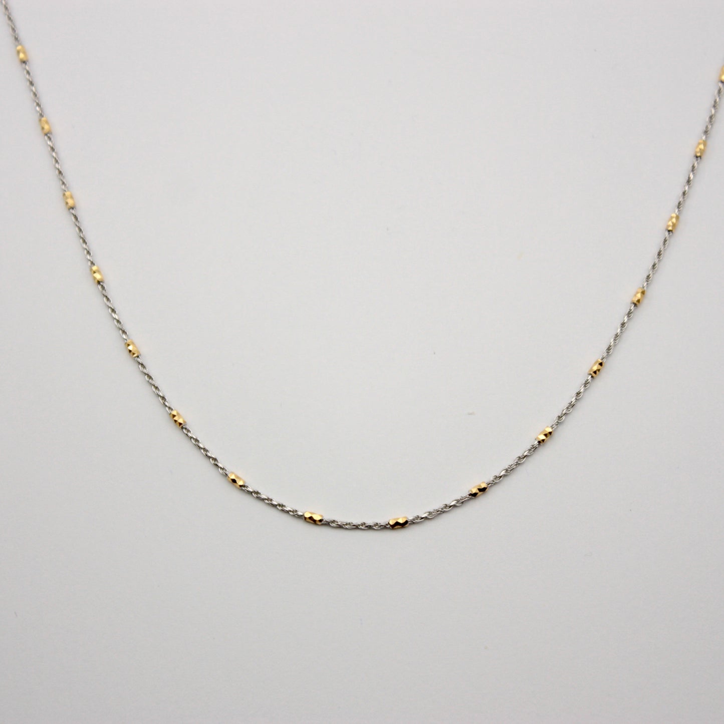 Pre-owned 9ct White Gold Rope Chain Necklace with Yellow Gold Beads