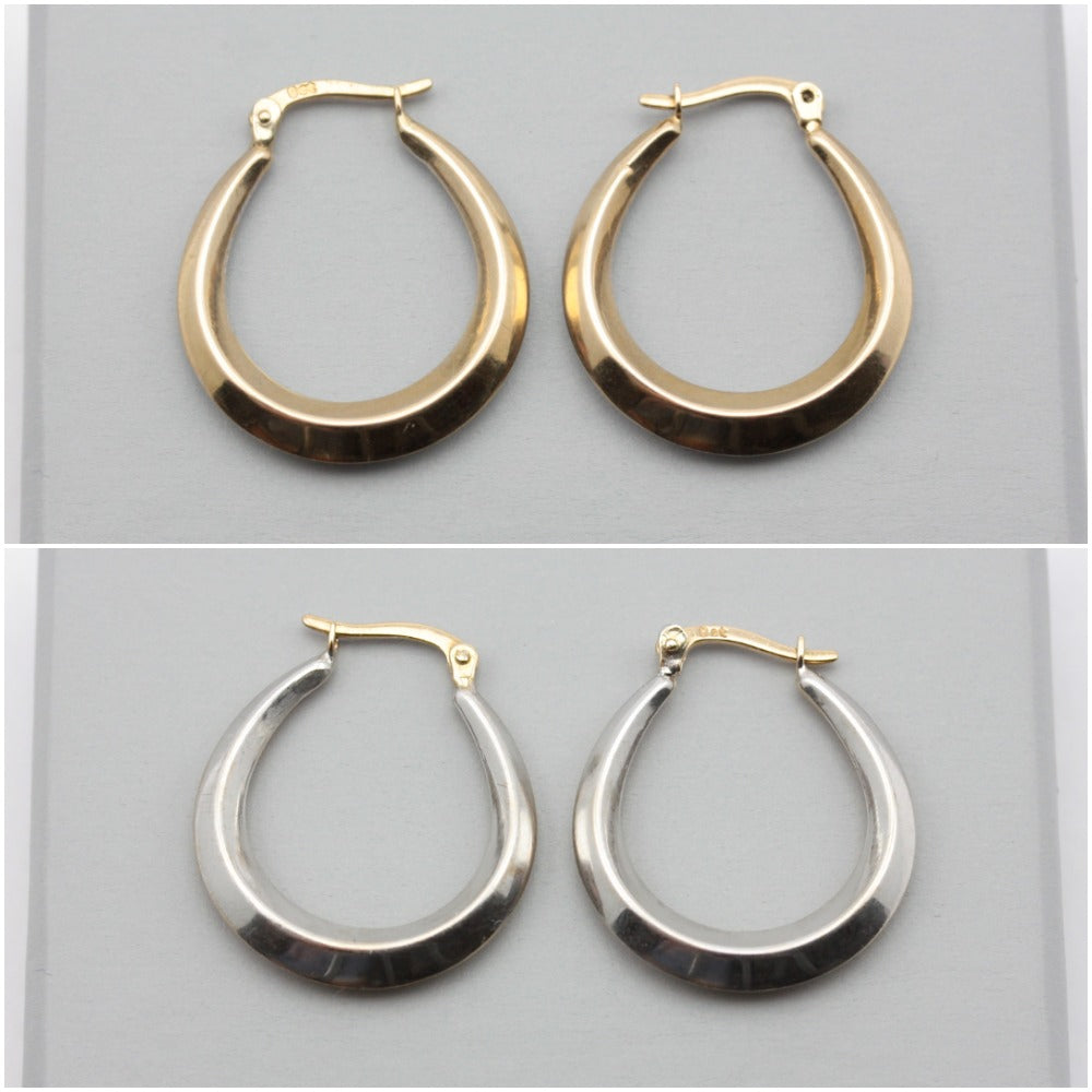 Yellow & White Gold Reversible Hoop Earrings, Medium