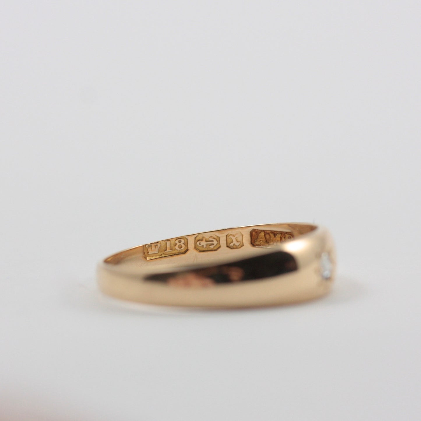 Antique Victorian 18ct Gold Star Set Diamond Gypsy Band Ring, 1897