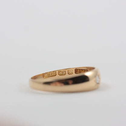 Antique Victorian 18ct Gold Star Set Diamond Gypsy Band Ring, 1897