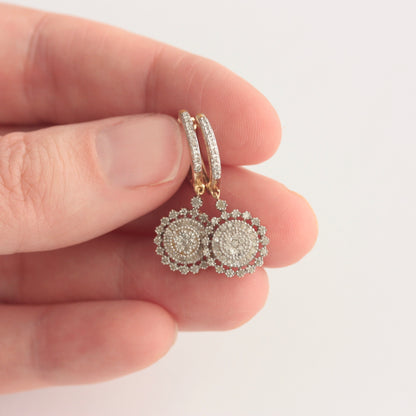 Pre-owned 9ct Gold and Diamond Hoop Dangle Earrings