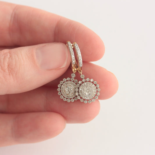 Pre-owned 9ct Gold and Diamond Hoop Dangle Earrings