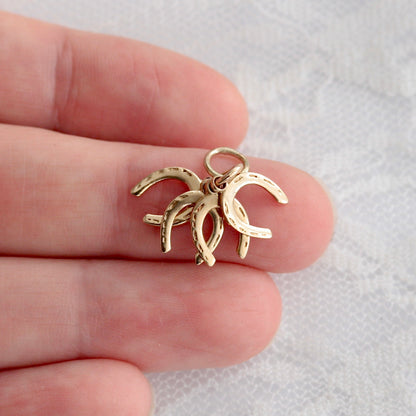 Vintage 9ct Gold Set of Four Horseshoe Charms