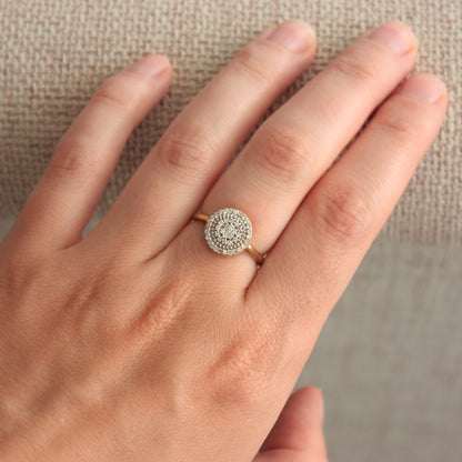 Pre-owned 9ct Yellow Gold and Diamond Target Ring