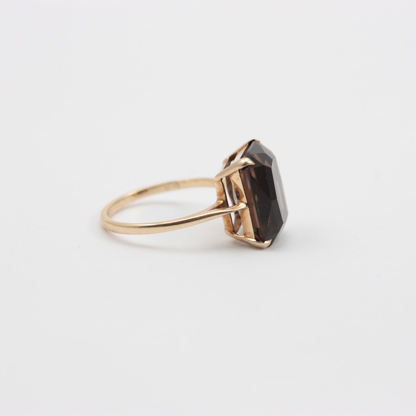 Vintage 9ct Gold Smoky Quartz Cocktail Ring, 1966