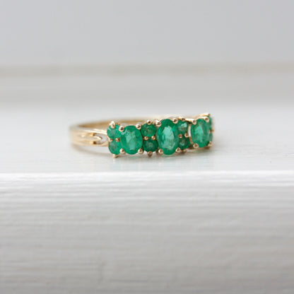 Vintage 9ct Yellow Gold Emerald Multi Stone Ring, 1999