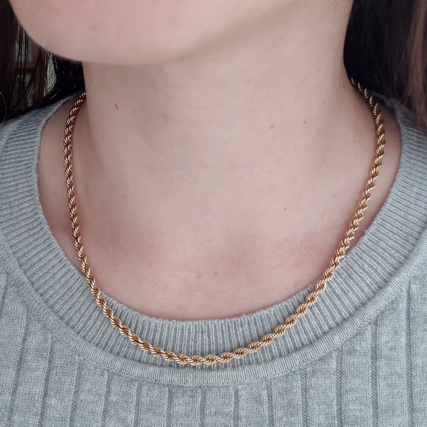 Pre-owned 9ct Gold Rope Chain Necklace, 18 inches, 3mm