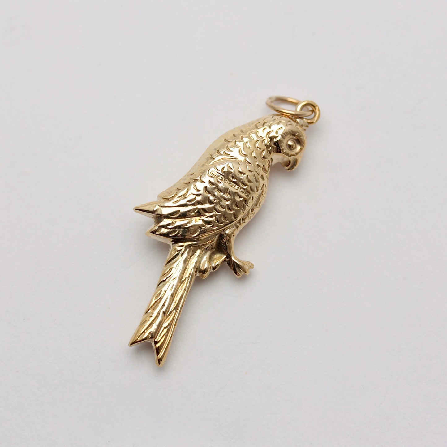 Vintage Large 9ct Gold Bird / Parrot Charm, 1966